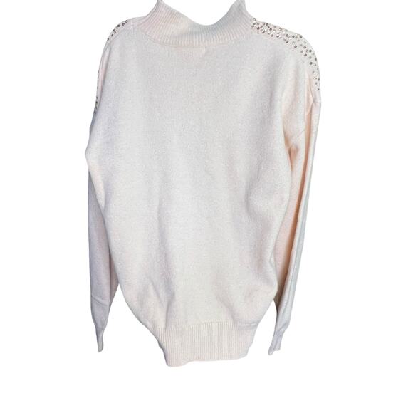 Listicle Sequin Stardust Peach Sweater Stardust Detail Sweater Top Blush Medium - Picture 6 of 10